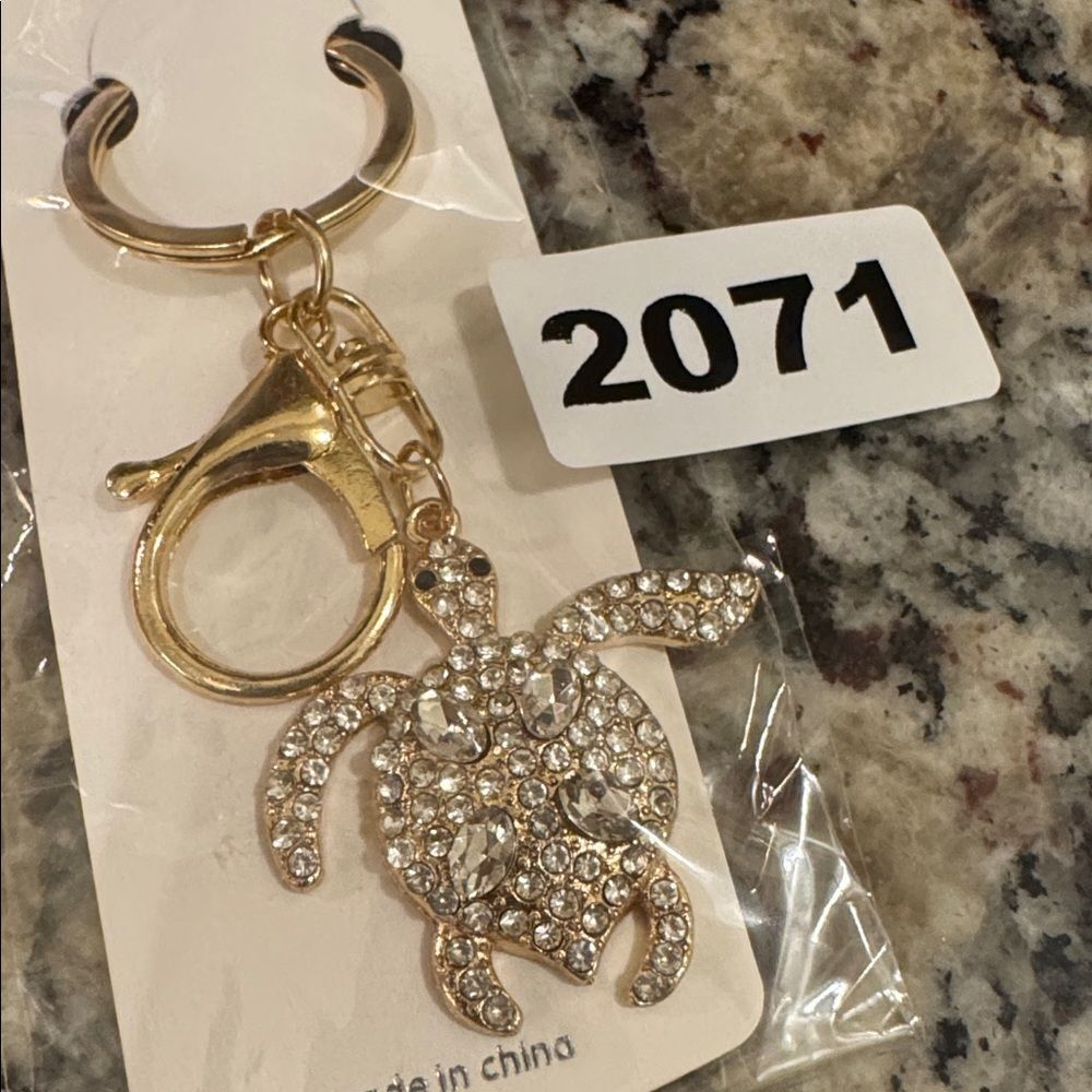 2071 Rhinestone, Turtle Key Ring & Bag Charm - Picture 2 of 2